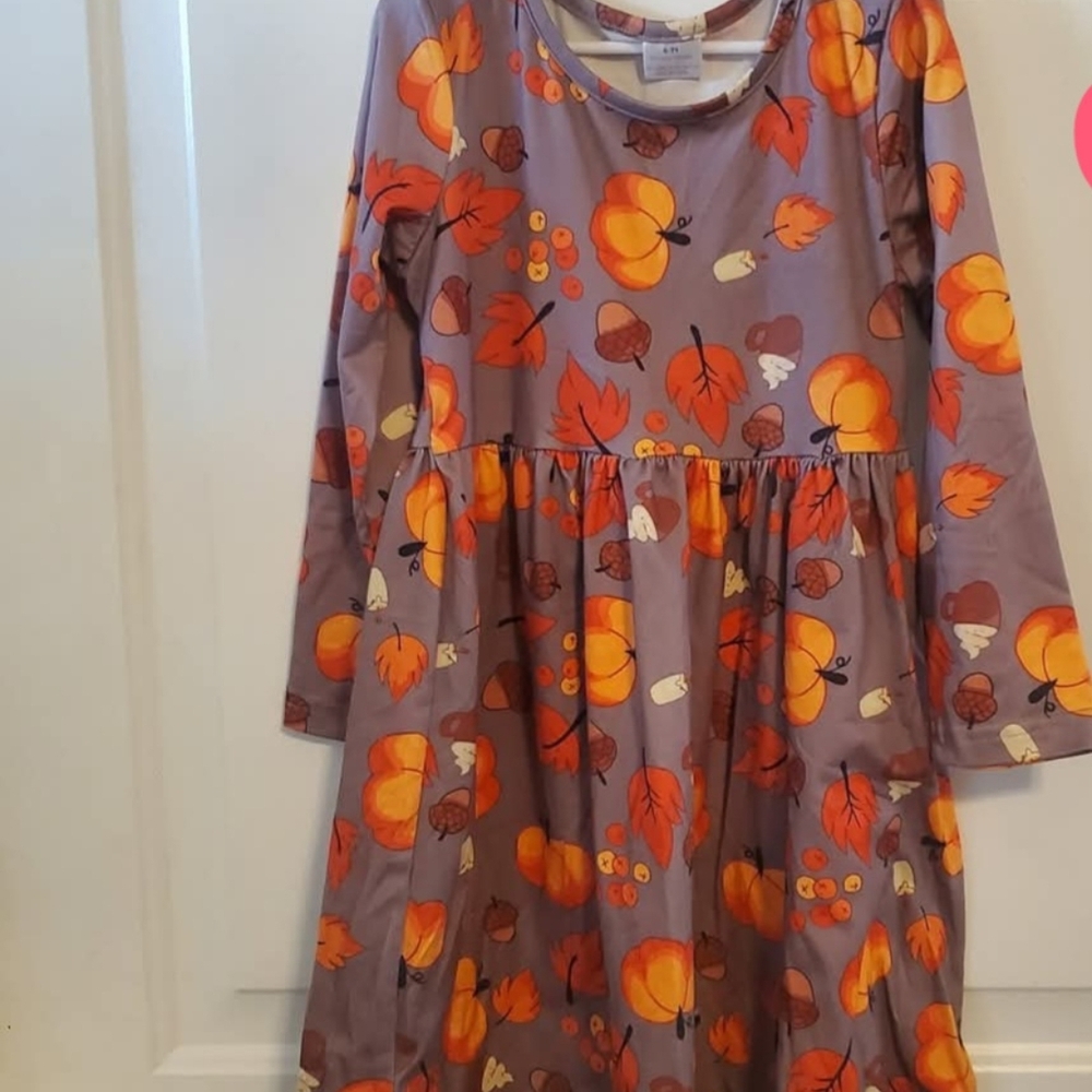 Kids Autumn Leaf Print Dress
